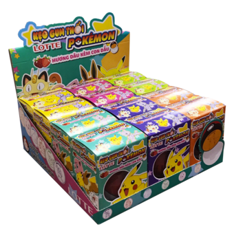 Kẹo gum thỏi lotte pokemon hương vị dâu kèm con gấu