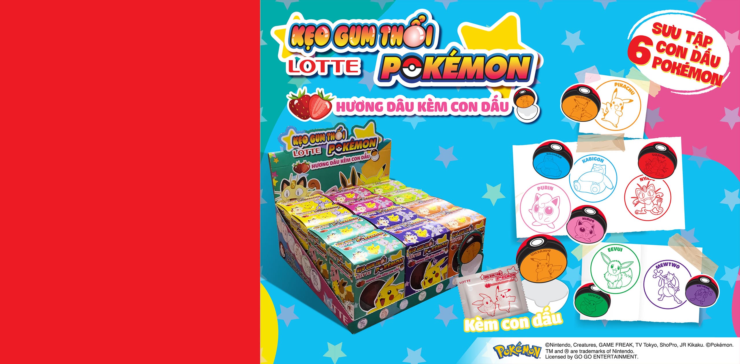 LOTTE POKÉMON BUBBLE GUM – STRAWBERRY FLAVOR & STAMP